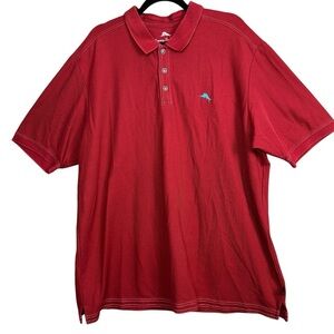 Tommy Bahama Mens Emfielder Polo Shirt Dark Wine Red 2XL Supima Cotton Golf